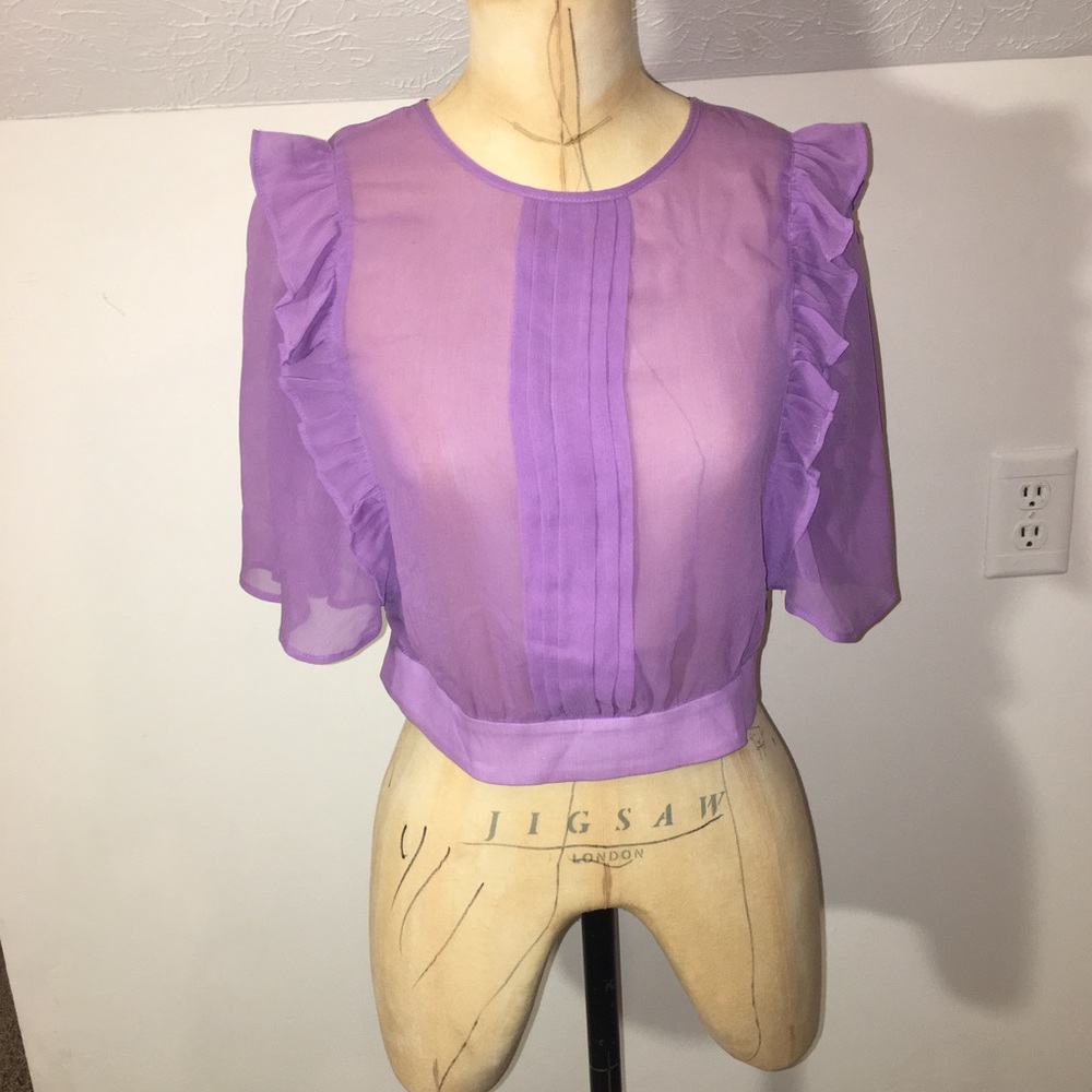 Sheer French Connection Lavender Silk Blouse